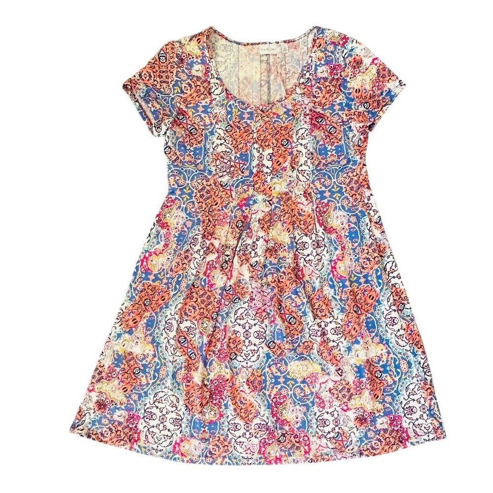 Kim Rogers Dress Womens Size M Multicolor Floral Paisley Fit & Flare Knee